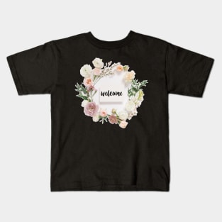 Floral Wreath with Welcome Canvas Kids T-Shirt